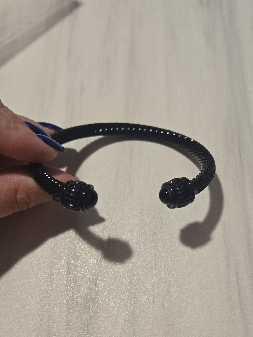 Black Twisted Cable Cuff Bracelet
